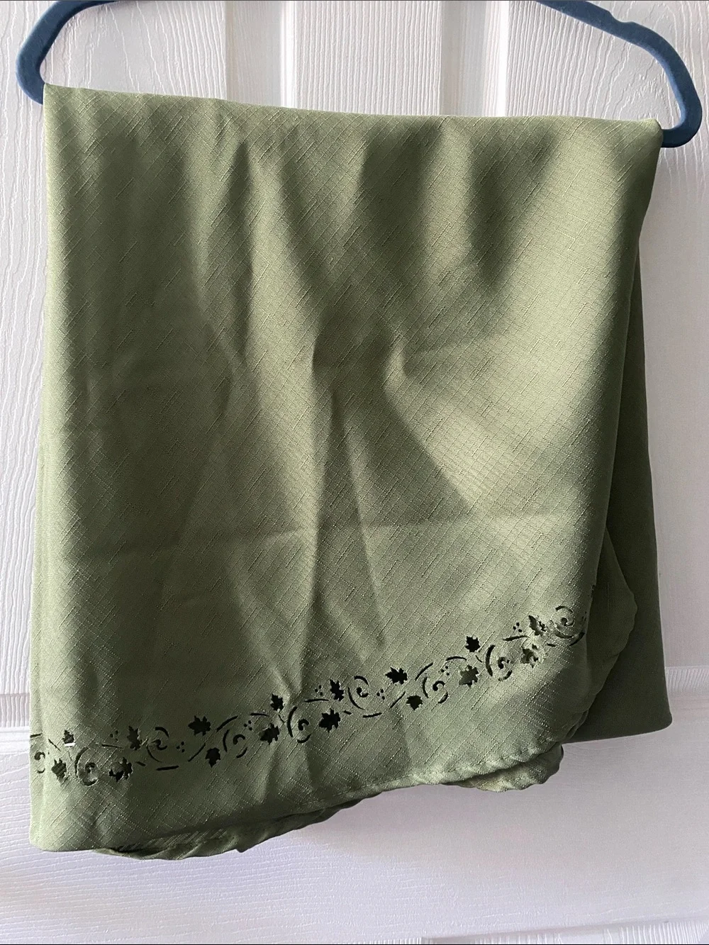 Olive Green Large Round Fall Leaf Tablecloth. Approximately 73”